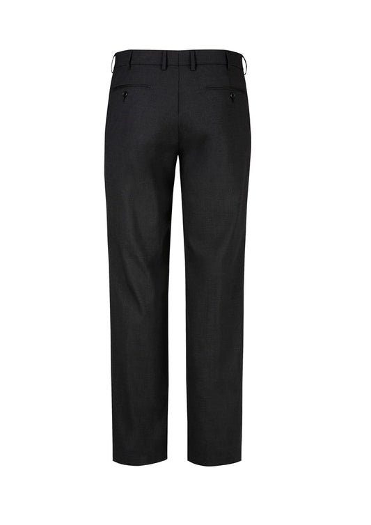 Biz Corporates 74012 Comfort Wool Stretch Mens Flat Front Pant in Black - back view