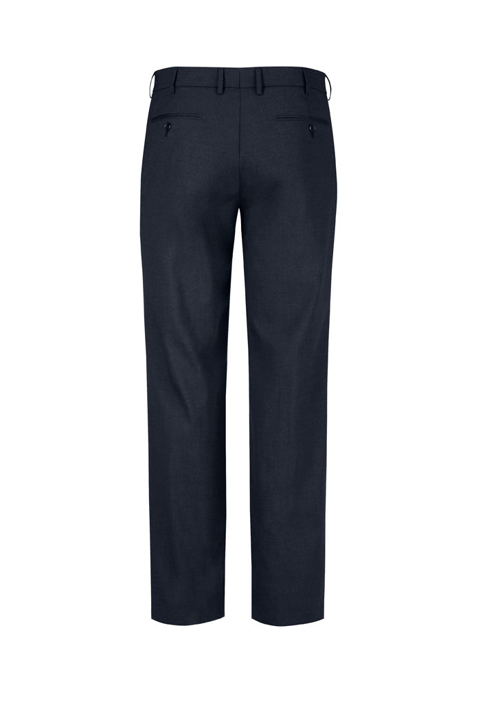 Biz Corporates 74012 Comfort Wool Stretch Mens Flat Front Pant in Navy - back view