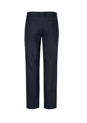 Biz Corporates 74012 Comfort Wool Stretch Mens Flat Front Pant in Navy - back view