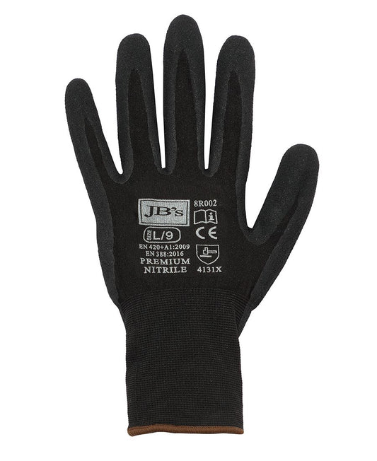 JB'S PREMIUM BLACK NITRILE BREATHABLE GLOVE (12 PACK)  -  8R002