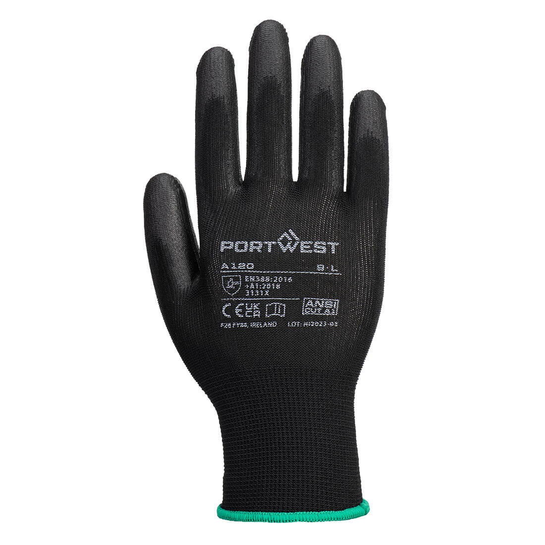 Portwest A120 PU Palm Glove in Black - back view