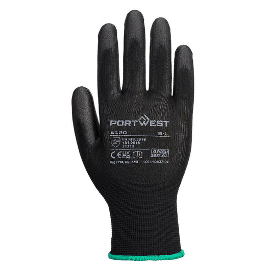 Portwest A120 PU Palm Glove in Black - back view