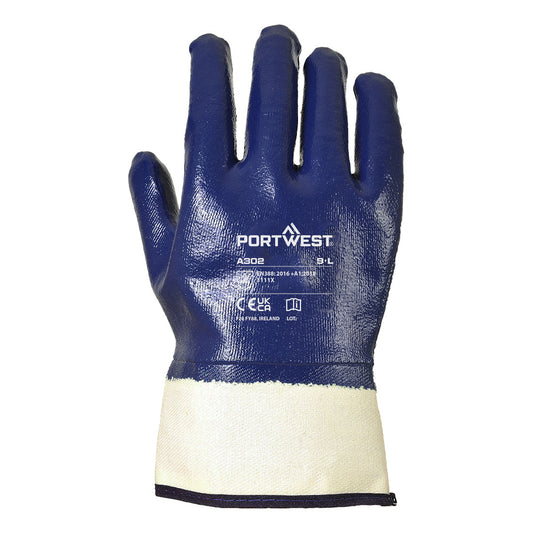 Portwest A302 Fully Dipped Nitrile Safety Cuff in Navy - back view