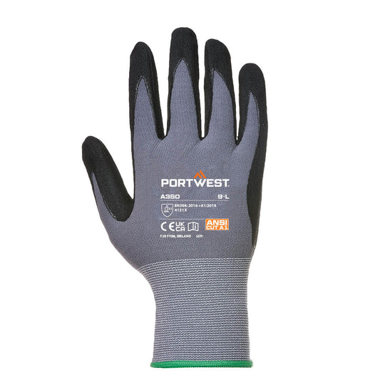Portwest A350 DermiFlex Glove in Black - back view