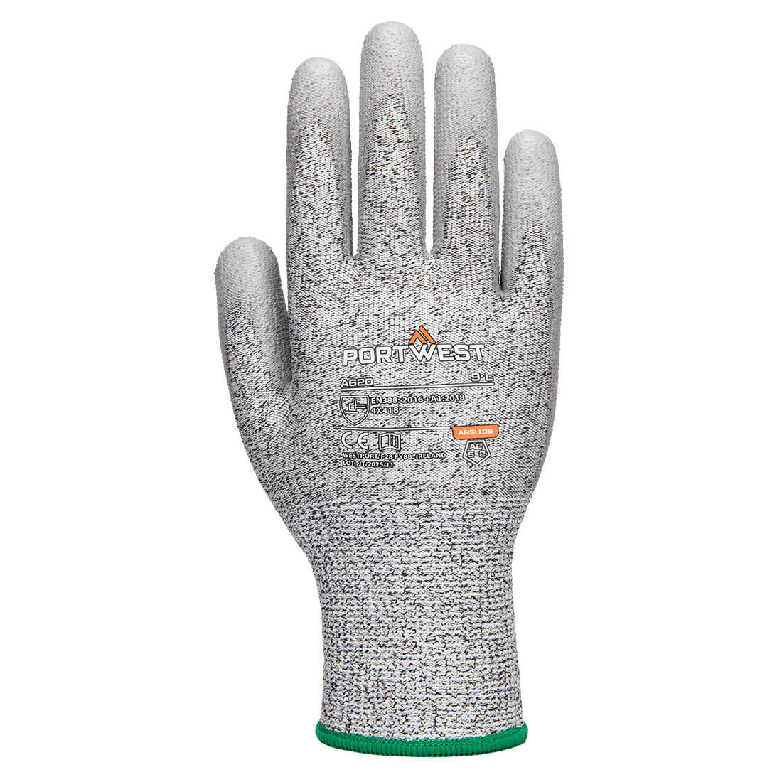 Portwest A620 LR CUT PU Palm Glove in Grey - back view