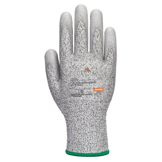 Portwest A620 LR CUT PU Palm Glove in Grey - back view