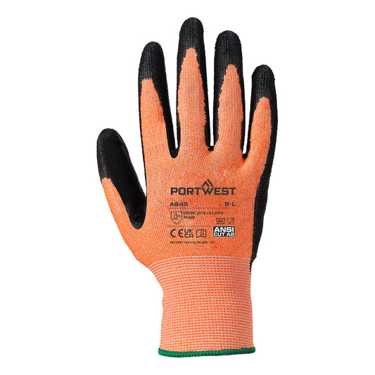 Portwest A643 Amber Cut Glove - Nitrile Foam - back view
