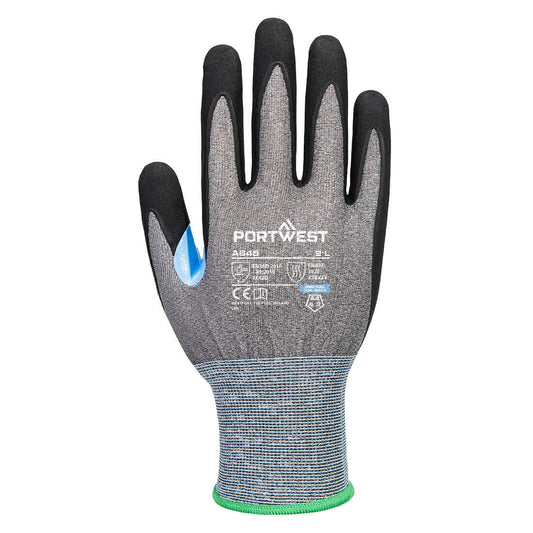 Portwest A648 CS Cut D21 Nitrile Glove in Grey/Black - back view