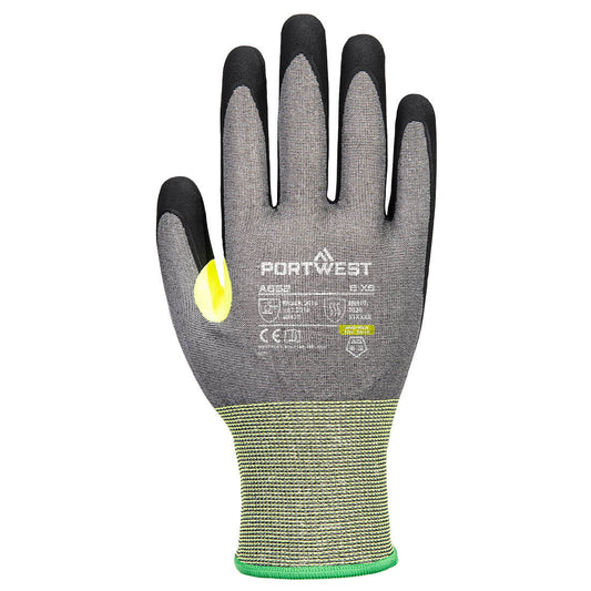Portwest A652 CS Cut E21 Nitrile Glove in Grey/Black - back view