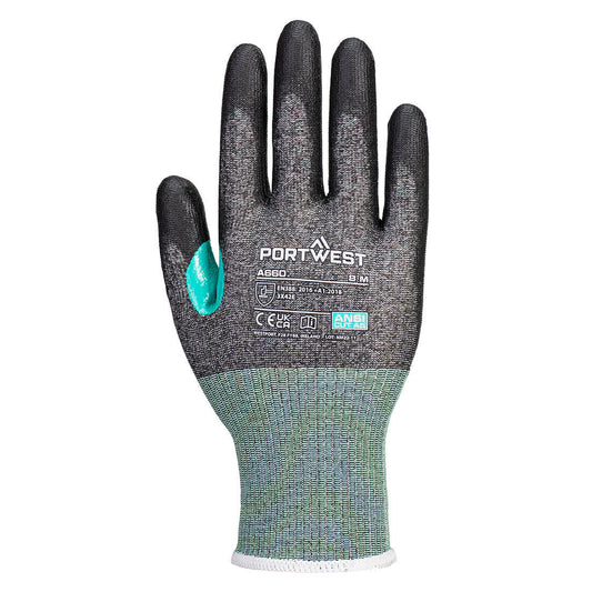 Portwest A660 CS Cut E18 PU Glove in Black - back view