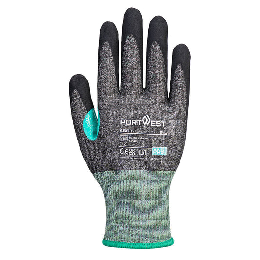 Portwest A661 CS Cut E18 Nitrile Glove in Black - back view