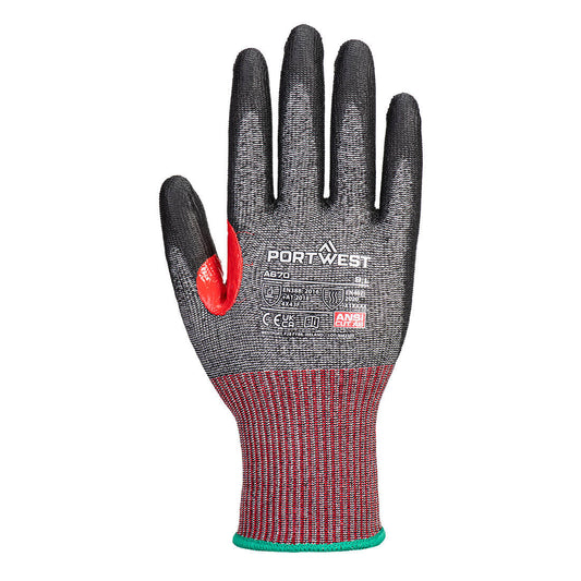 Portwest A670 CS Cut F13 PU Glove in Black - back view