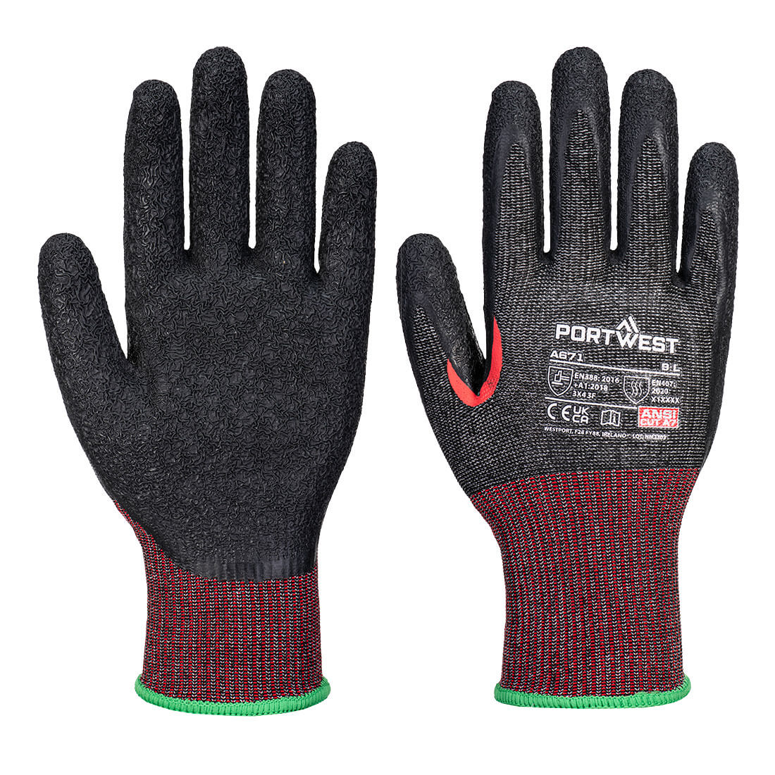 CS Cut F13 Latex Glove - A671 - Portwest-0
