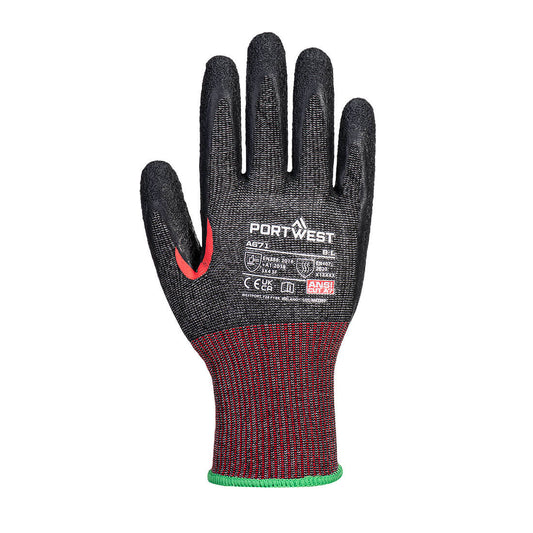Portwest A671 CS Cut F13 Latex Glove in Black - back view