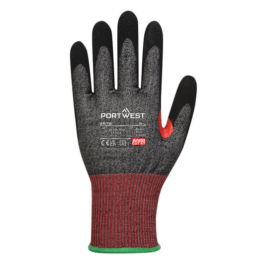 Portwest A672 CS Cut F13 Nitrile Glove in Black - back view