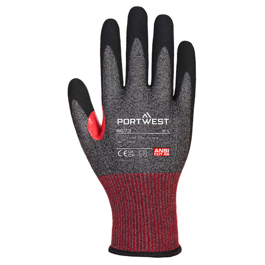 Portwest A673 CS Cut F18 Nitrile Glove in Black - back view