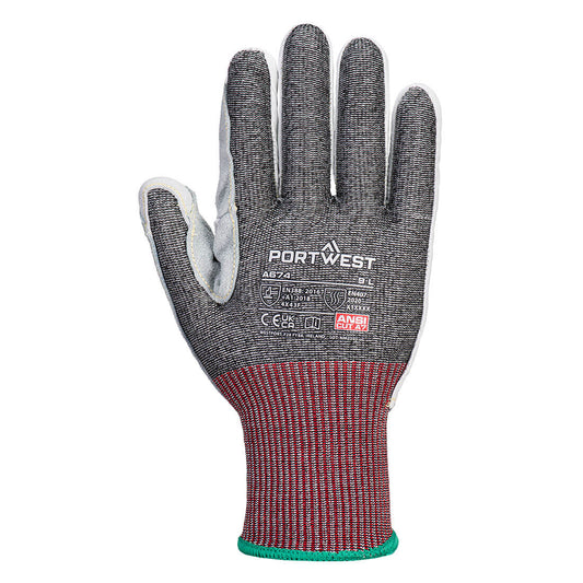Portwest A674 CS Cut F13 Leather Glove in Black - back view