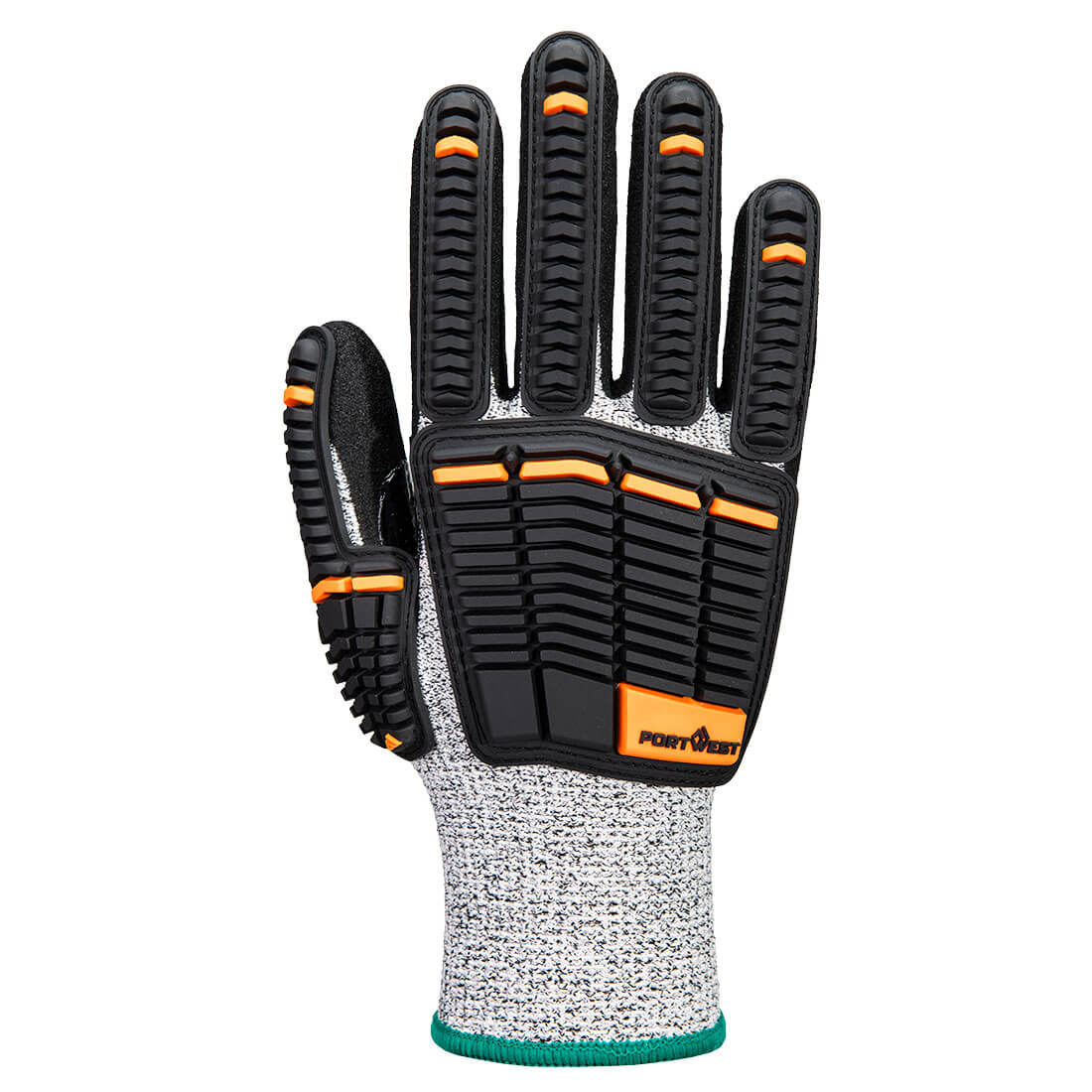 Portwest A718 Impact C13 Nitrile Foam Glove in Grey/Black - back view