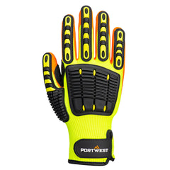 Portwest A721 Impact 15 Nitrile Reinforced Palm Glove in Yellow/Orange - back view