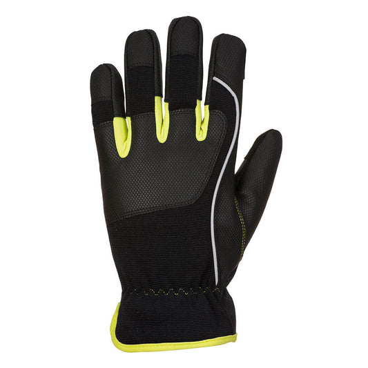 Portwest A771 PW3 Tradesman Glove in Black/Yellow - back view
