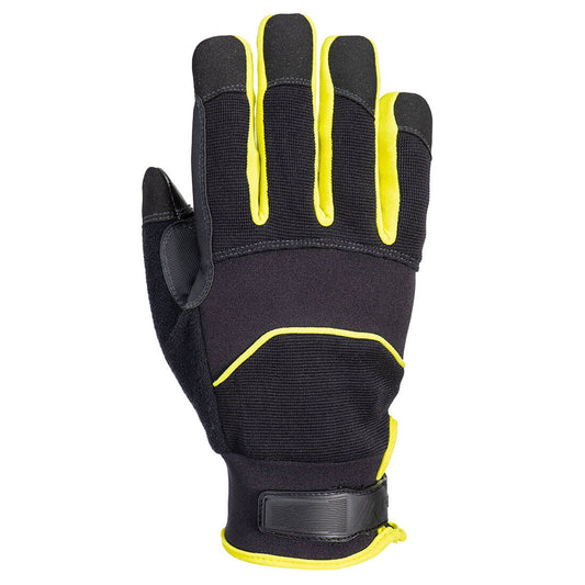 Portwest A792 Needle Resistant Glove in Black/Yellow - back view