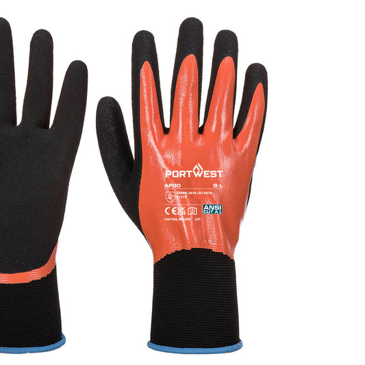 Portwest AP30 Dermi Pro Glove in Orange/Black - back view