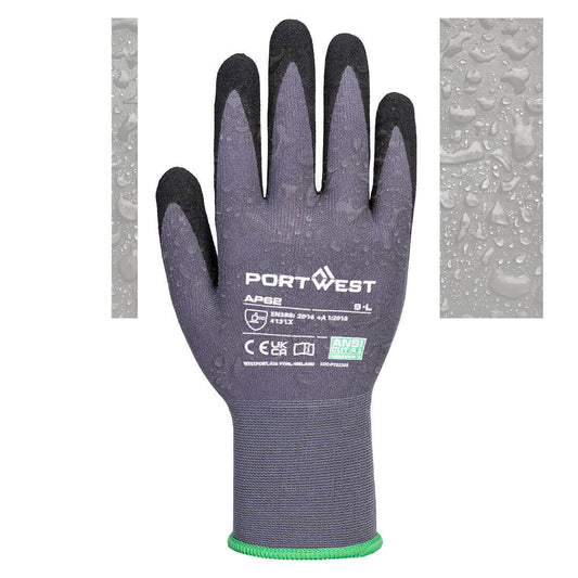 Portwest AP62 Dermiflex Aqua Glove in Grey/Black - back view