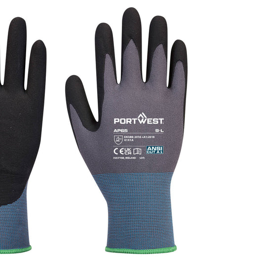 Portwest AP65 NPR Pro Nitrile Foam in Black/Grey - back view