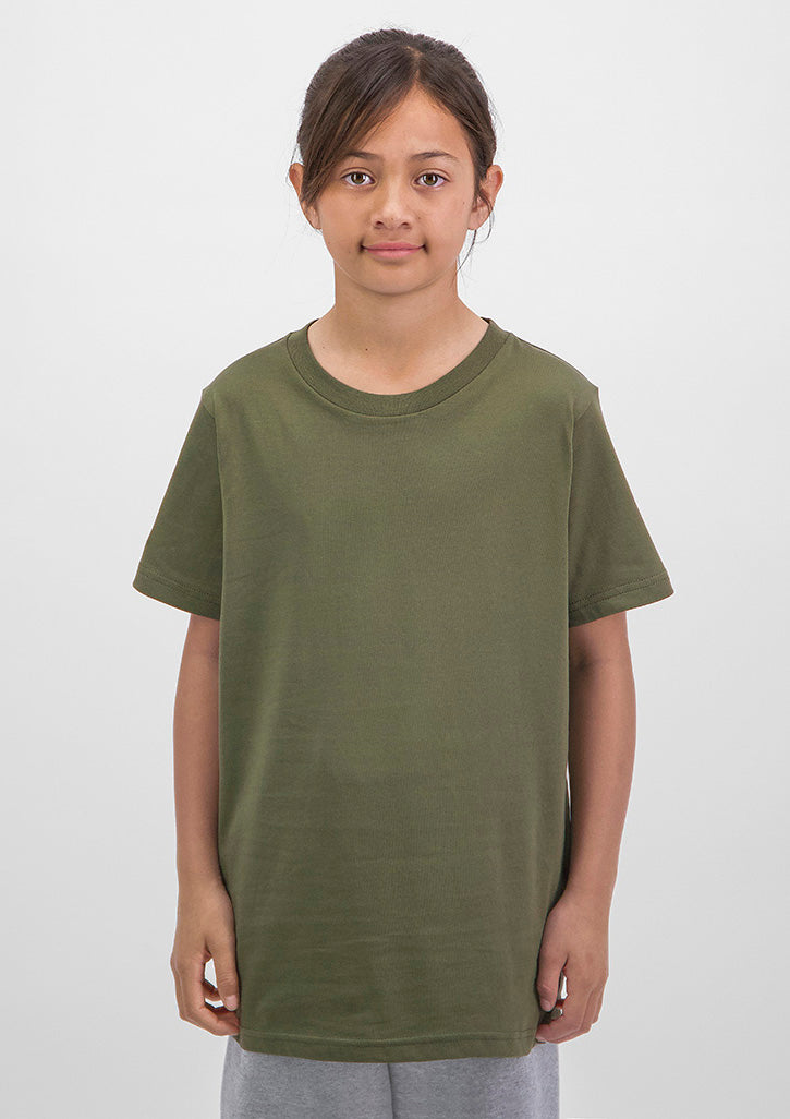 Basis Kids Short Sleeve Tee - X1001K in Army - model