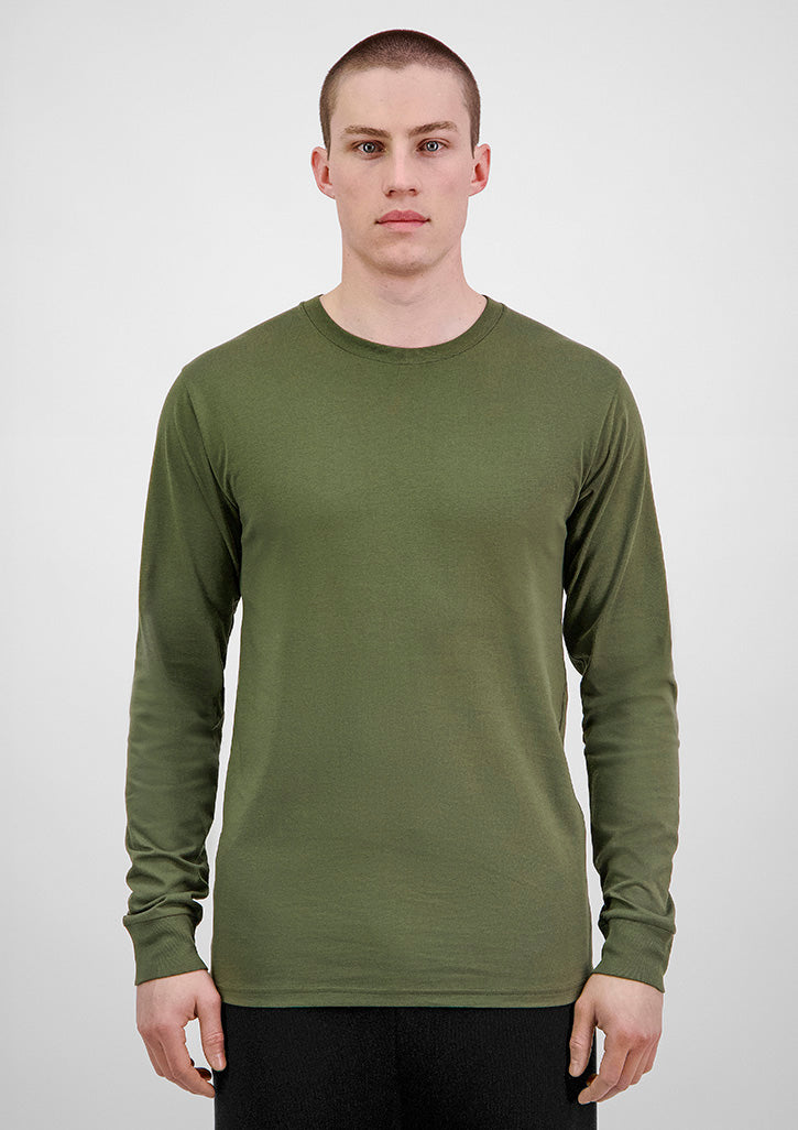 Basis Mens Long Sleeve Tee - X1002M in Army - model
