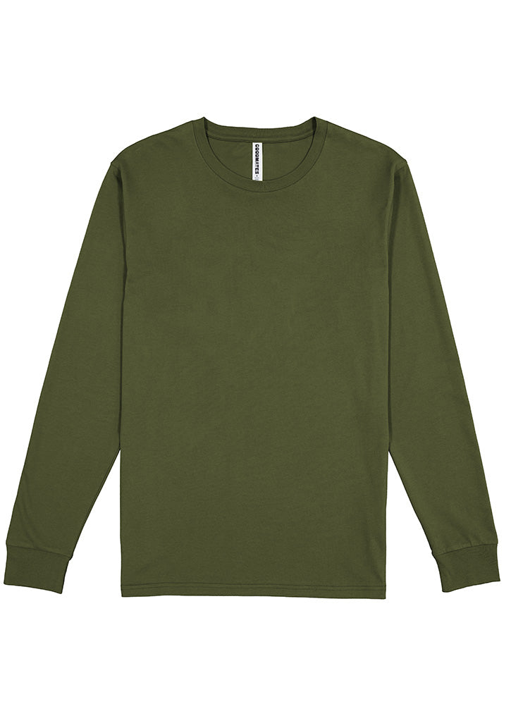 Basis Mens Long Sleeve Tee - X1002M in Army