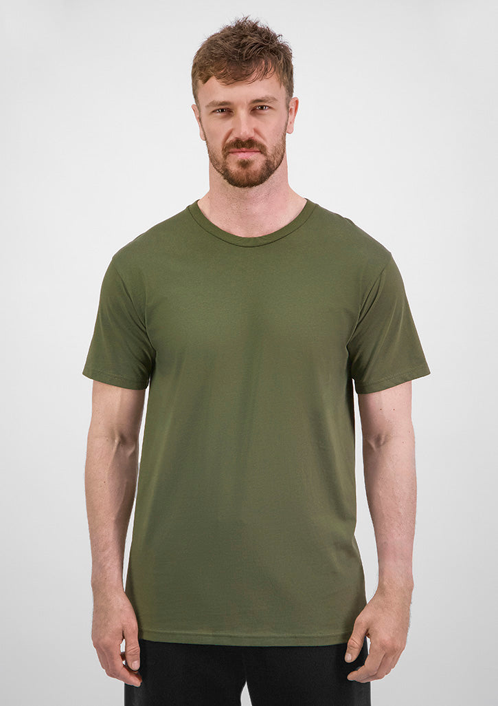 Basis Mens Short Sleeve Tee - X1001M in Army - model