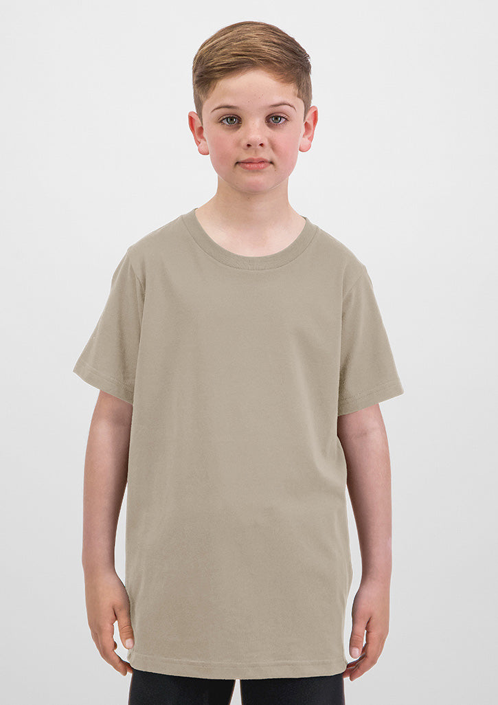 Basis Kids Short Sleeve Tee - X1001K in Biscuit - model