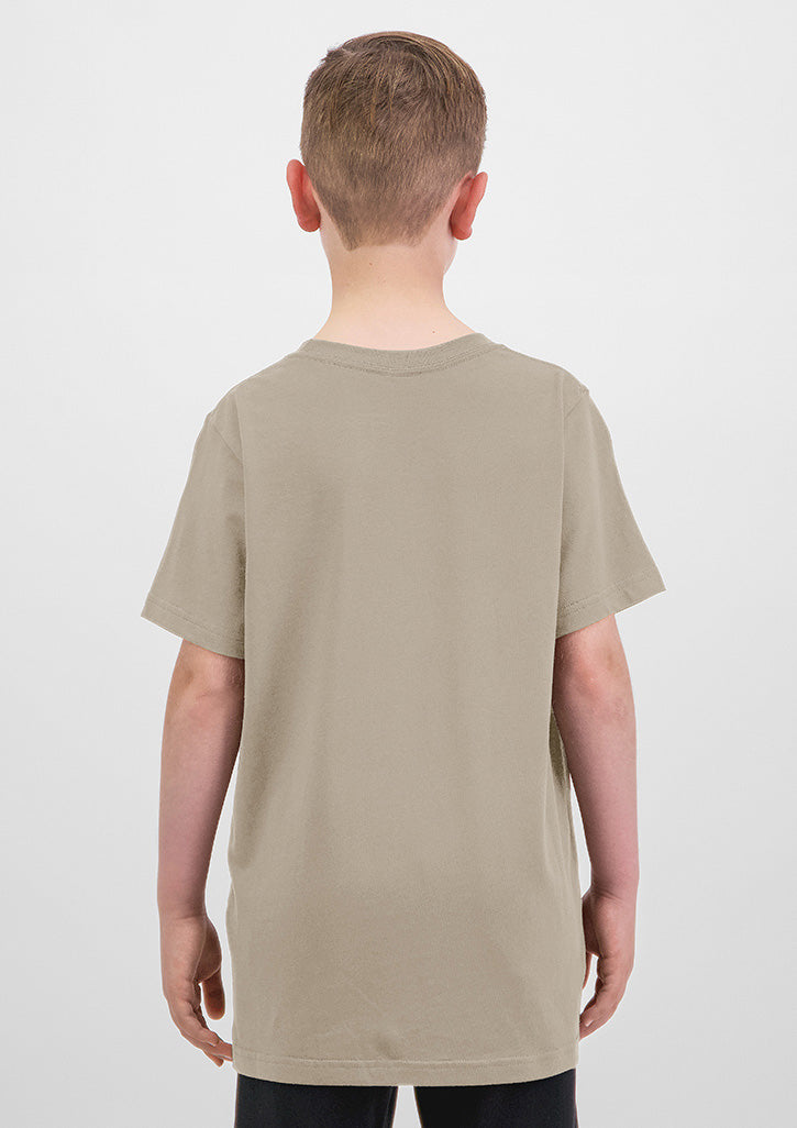Basis Kids Short Sleeve Tee - X1001K in Biscuit - model
