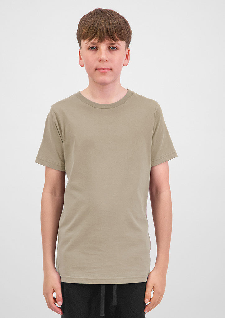 Basis Youth Short Sleeve Tee - X1001Y in Biscuit - model