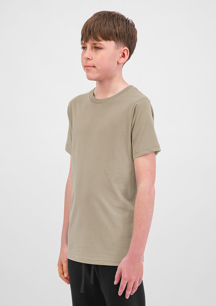 Basis Youth Short Sleeve Tee - X1001Y in Biscuit - model