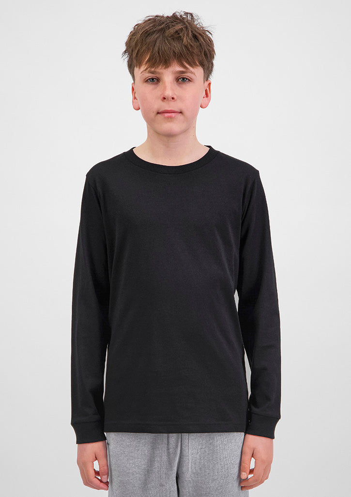 Basis Youth Long Sleeve Tee - X1002Y in Black - model