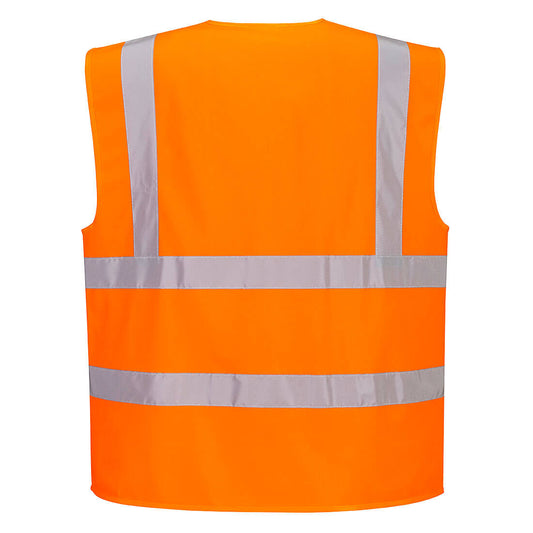 Portwest C375 Hi-Vis Zipped Band and Brace Vest in Orange - back view