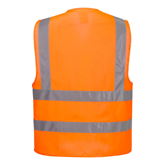 Portwest C470 Hi-Vis Two Band and Brace Vest in Orange - back view