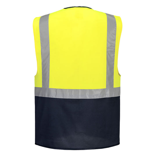 Portwest C476 Warsaw Executive Vest in Yellow/Navy - back view