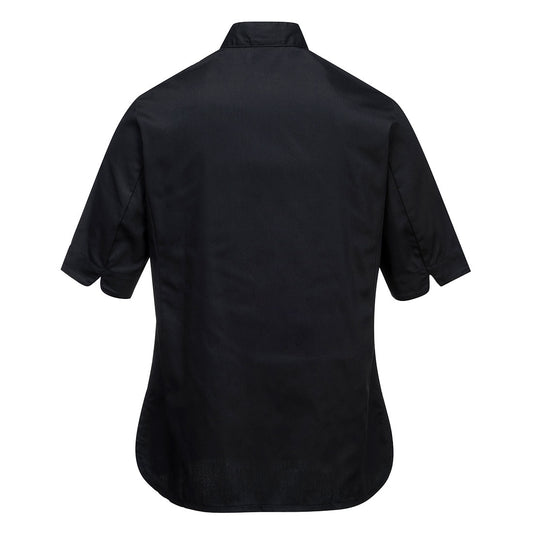 Portwest C737 Rachel Ladies Chefs Jacket S/S in Black - back view