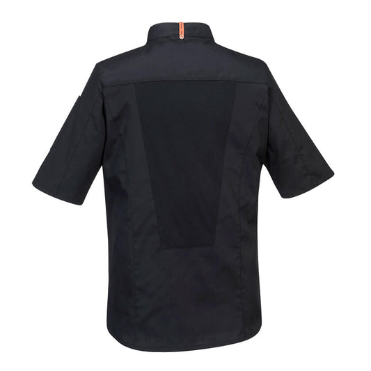 Portwest C746 Chef's MeshAir Pro Stretch Jacket S/S in Black - back view