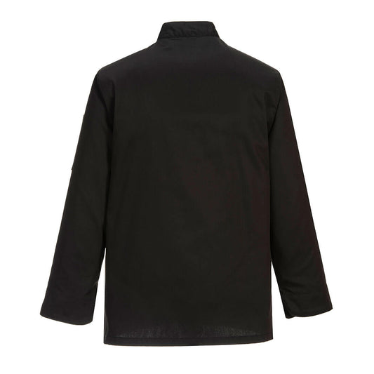 Portwest C834 Chef's Somerset Jacket L/S in Black - back view