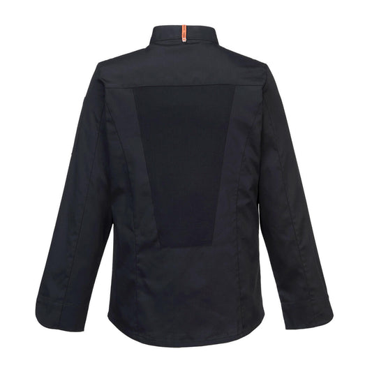 Portwest C846 Chef's MeshAir Pro Stretch Jacket L/S in Black - back view