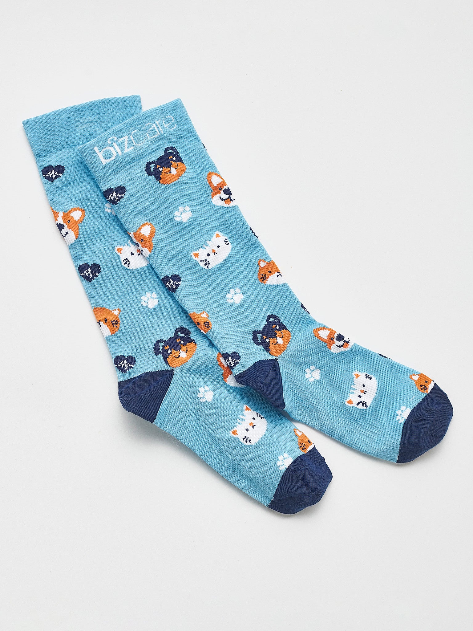 Inaura CCS149U Happy Unisex Feet Comfort Socks in Mid Blue/Navy