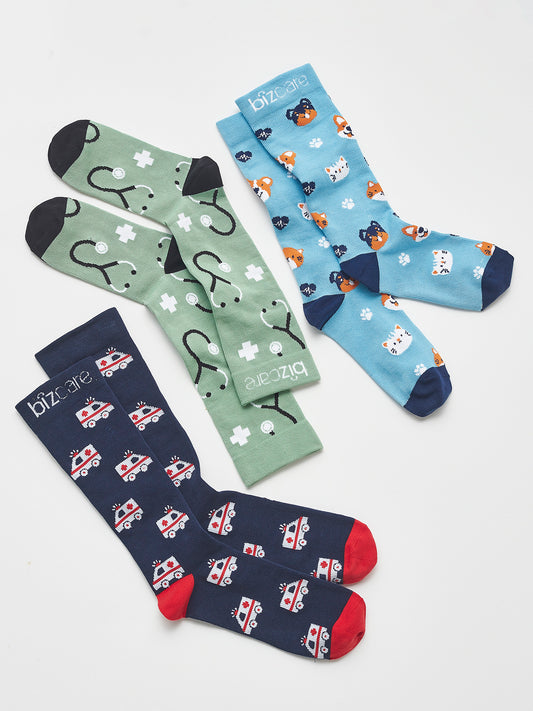 Inaura CCS149U Happy Unisex Feet Comfort Socks in Sage/Black - back view