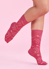 Unisex Pink Happy Feet Comfort Socks - CCS250U - biz-care-0