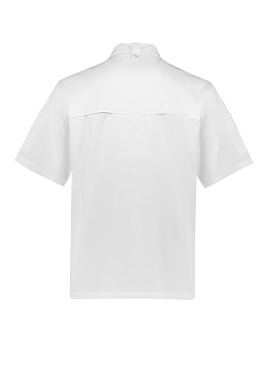 Biz Collection CH232MS Zest Mens Short Sleeve Chef Jacket in White - back view