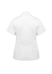 Biz Collection CH330LS Alfresco Womens Short Sleeve Chef Jacket in White - back view