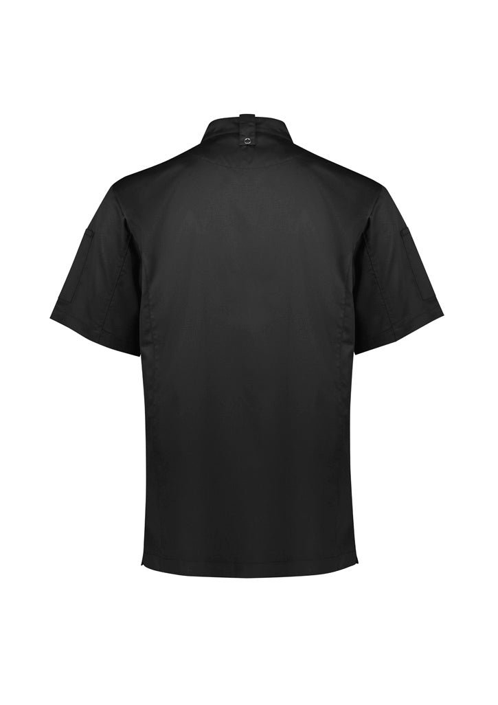 Biz Collection CH330MS Alfresco Mens Short Sleeve Chef Jacket in Black - back view